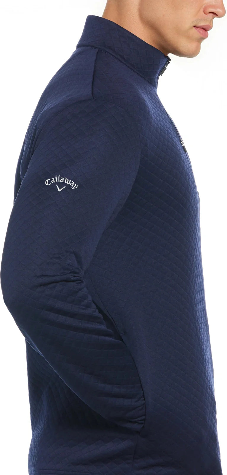 Callaway Golf Cgm798 Mid-weight Diamond Quilted Fleece 1/4 Zip - Peacoat