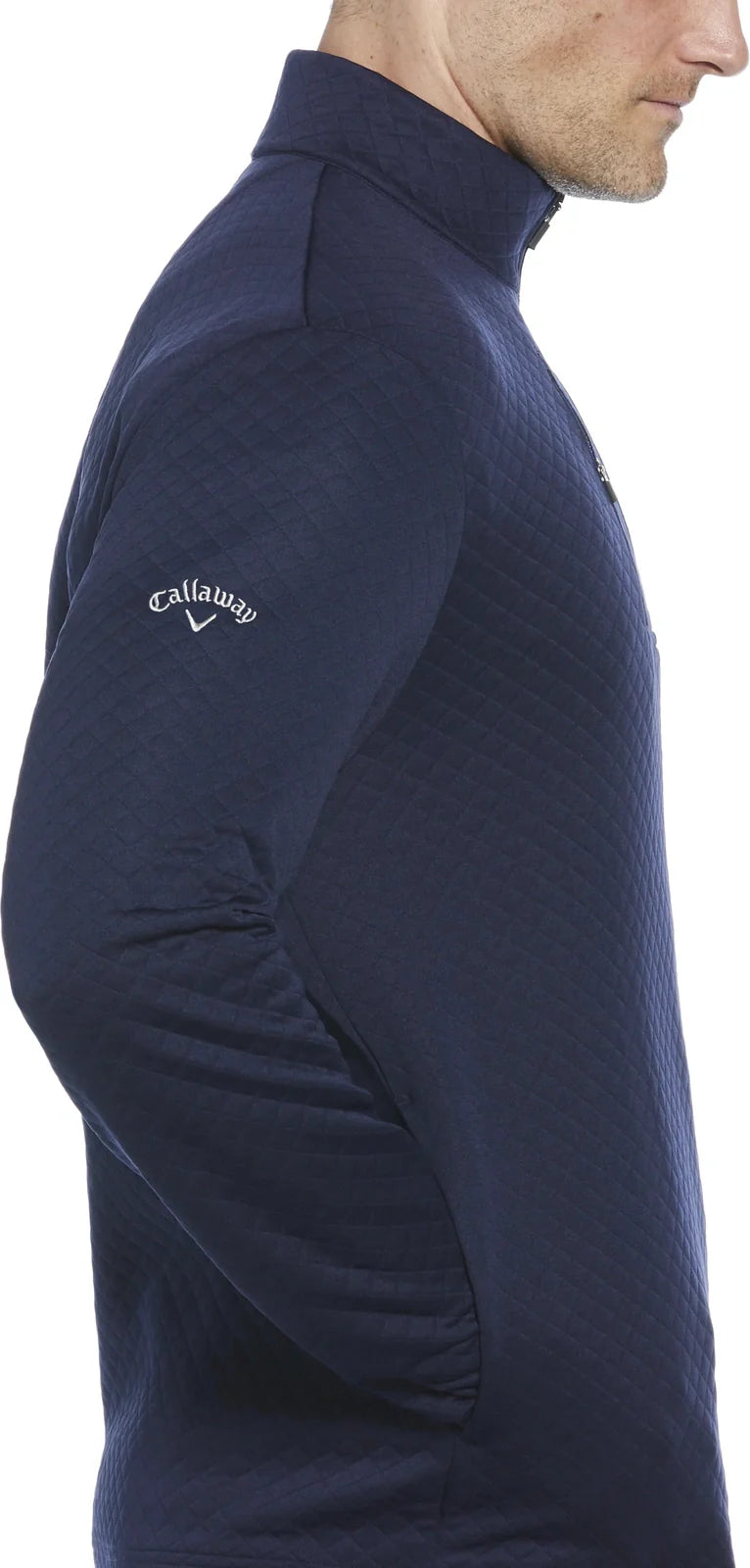 Callaway Golf Cgm798 Mid-weight Diamond Quilted Fleece 1/4 Zip - Peacoat