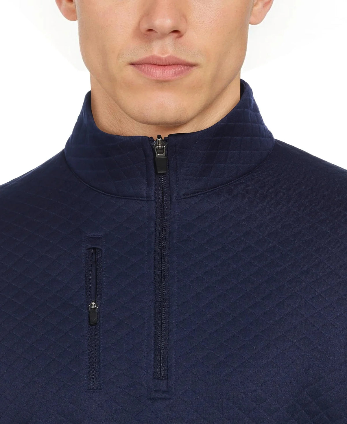 Callaway Golf Cgm798 Mid-weight Diamond Quilted Fleece 1/4 Zip - Peacoat