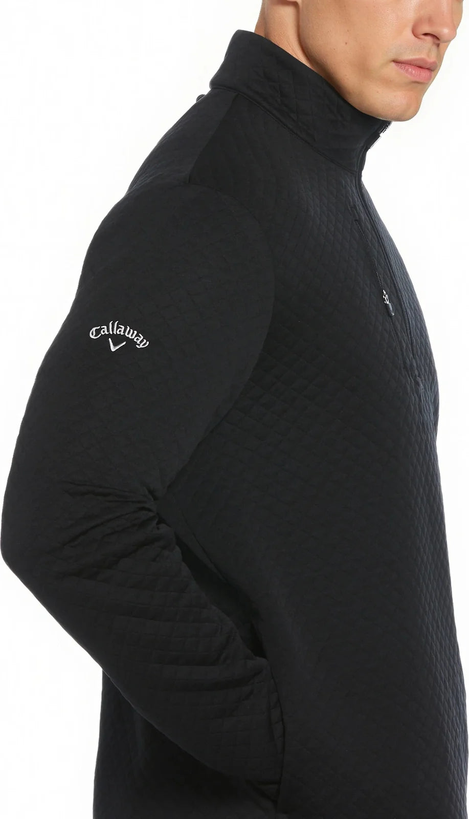 Callaway Golf Cgm798 Mid-weight Diamond Quilted Fleece 1/4 Zip - Black