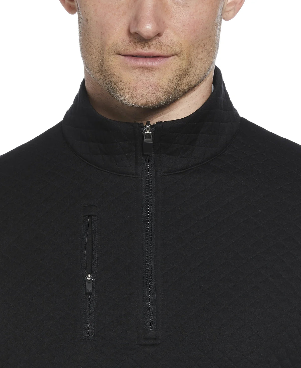 Callaway Golf Cgm798 Mid-weight Diamond Quilted Fleece 1/4 Zip - Black