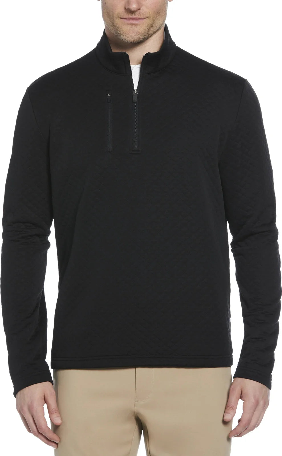 Callaway Golf Cgm798 Mid-weight Diamond Quilted Fleece 1/4 Zip - Black