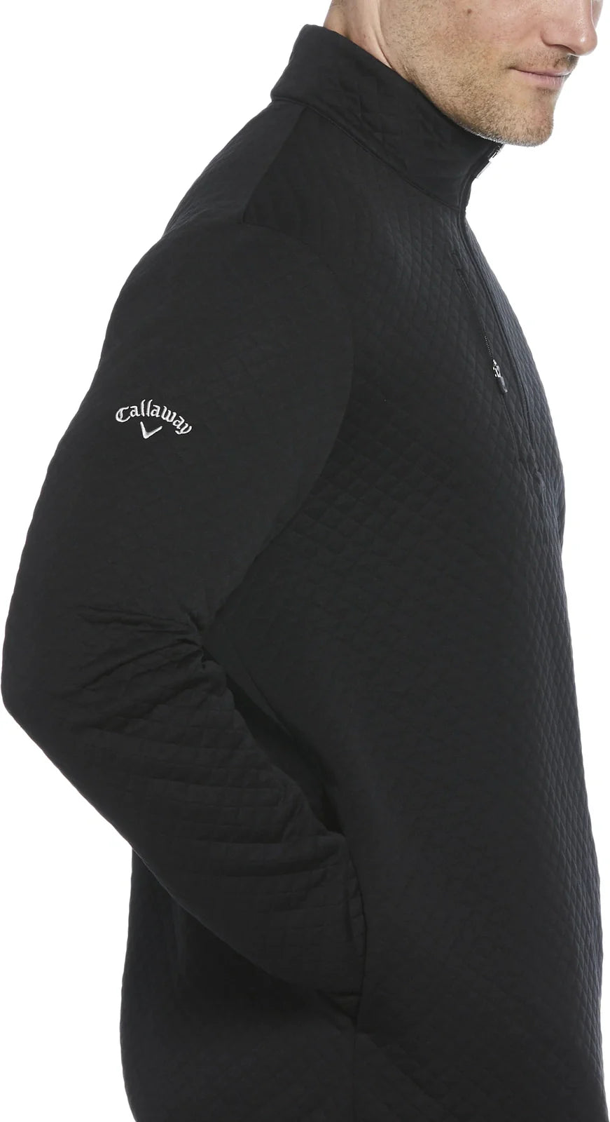 Callaway Golf Cgm798 Mid-weight Diamond Quilted Fleece 1/4 Zip - Black