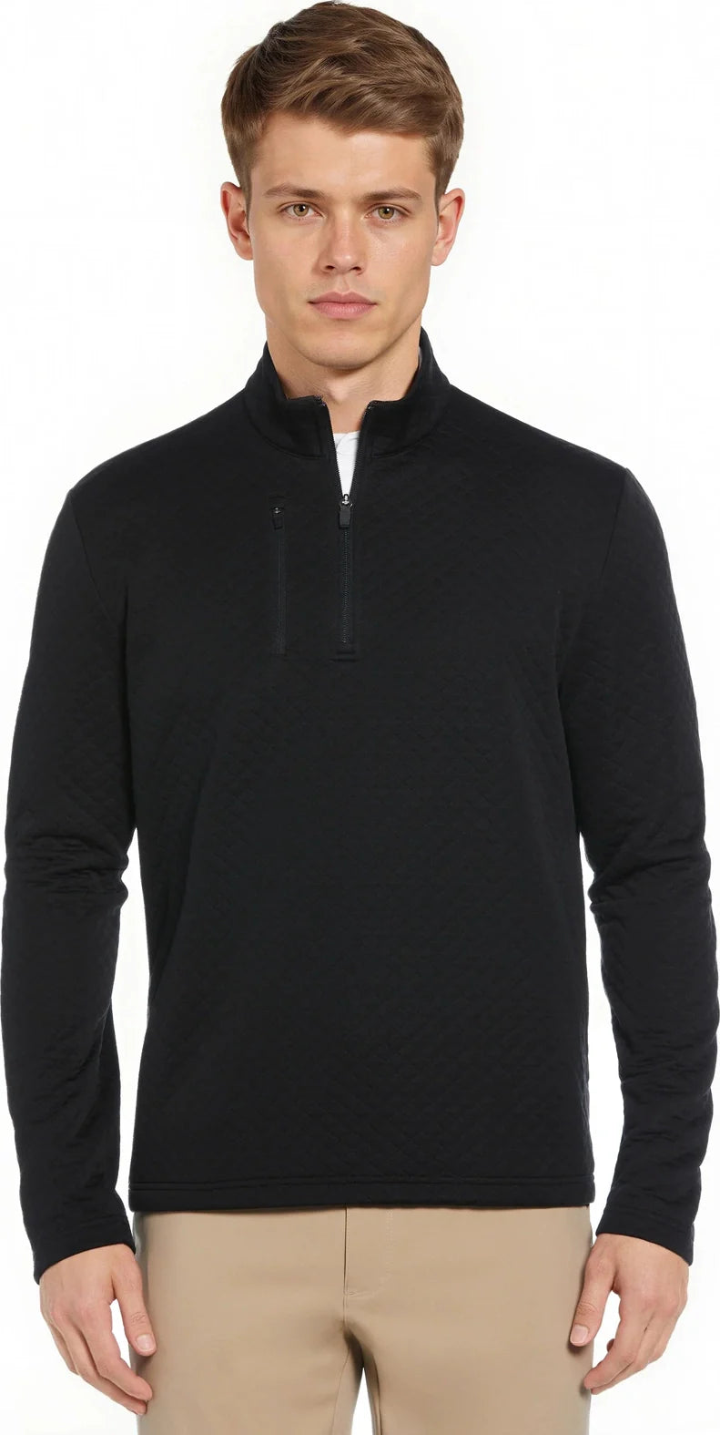 Callaway Golf Cgm798 Mid-weight Diamond Quilted Fleece 1/4 Zip - Black - Adult s