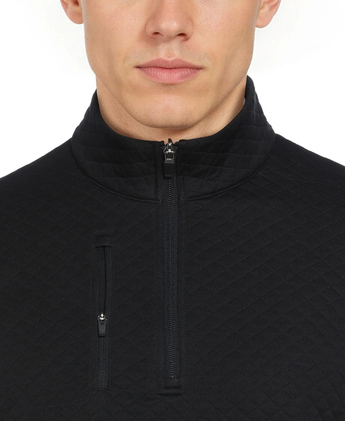 Callaway Golf Cgm798 Mid-weight Diamond Quilted Fleece 1/4 Zip - Black