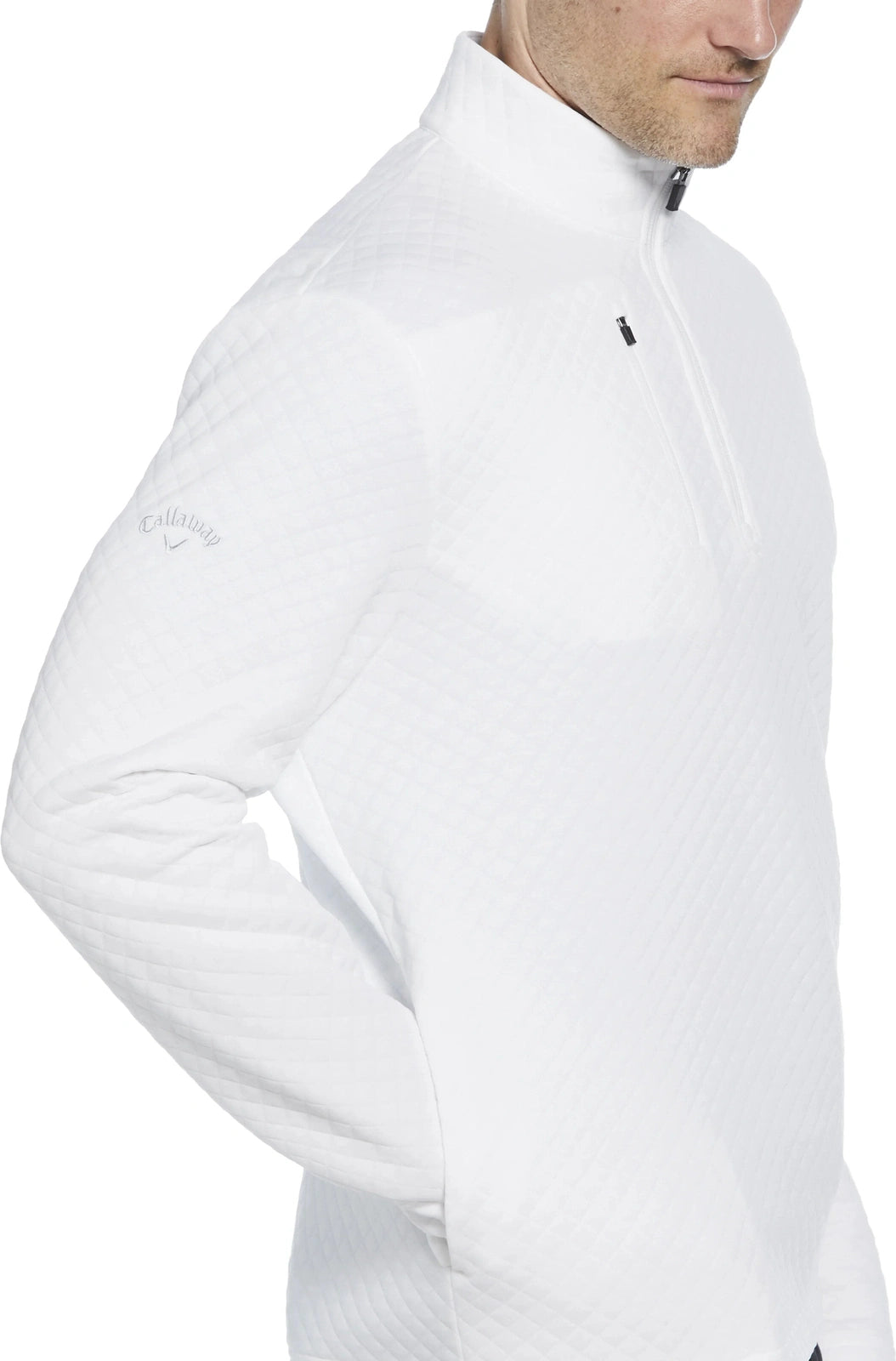 Callaway Golf Cgm798 Mid-weight Diamond Quilted Fleece 1/4 Zip - White