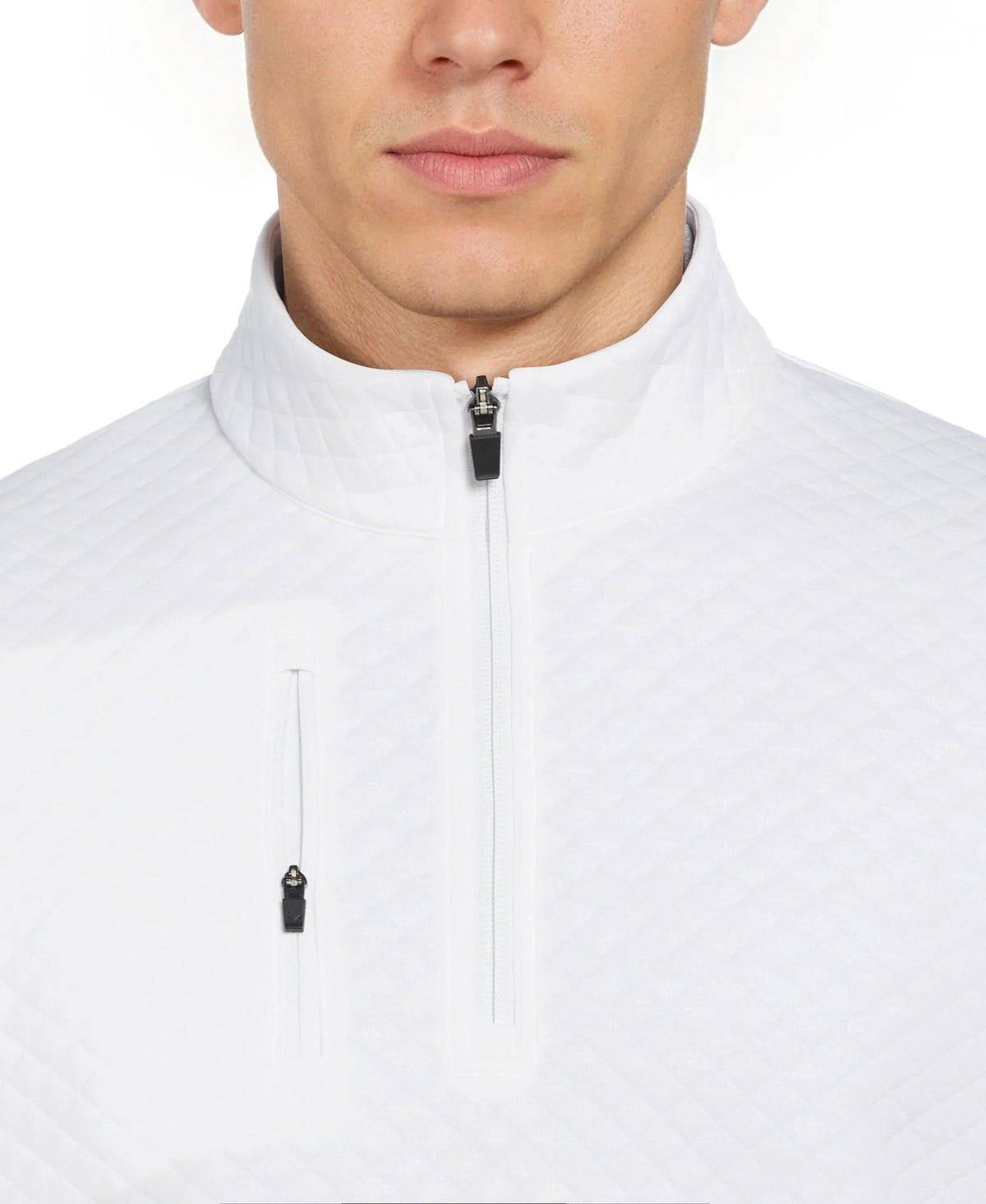 Callaway Golf Cgm798 Mid-weight Diamond Quilted Fleece 1/4 Zip - White