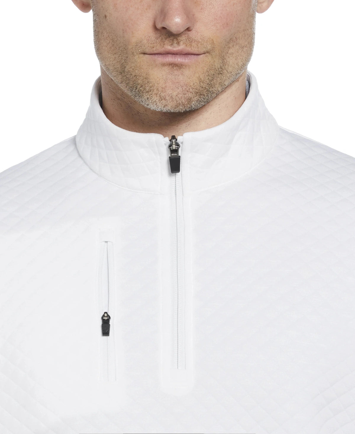 Callaway Golf Cgm798 Mid-weight Diamond Quilted Fleece 1/4 Zip - White