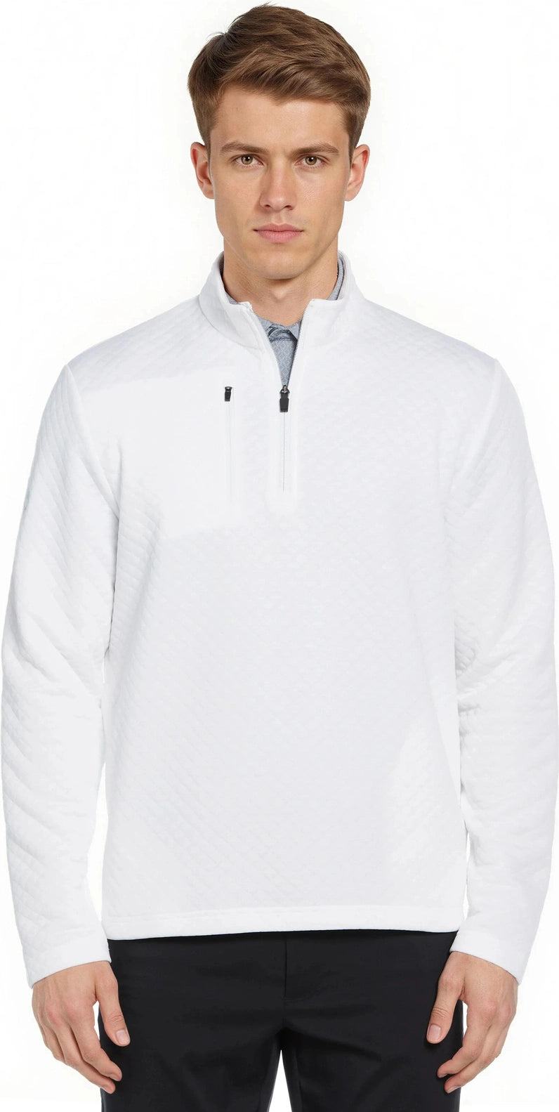 Callaway Golf Cgm798 Mid-weight Diamond Quilted Fleece 1/4 Zip - White - Adult s