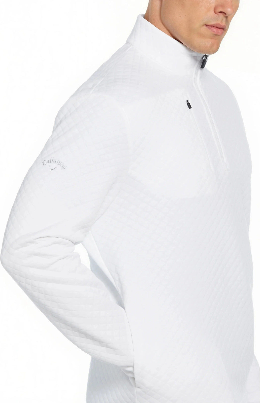 Callaway Golf Cgm798 Mid-weight Diamond Quilted Fleece 1/4 Zip - White