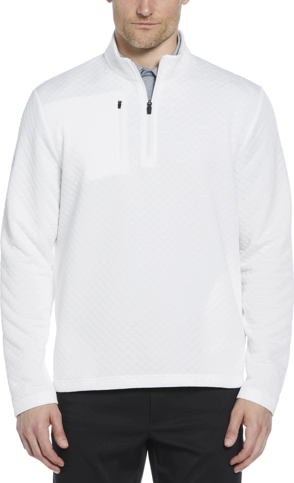 Callaway Golf Cgm798 Mid-weight Diamond Quilted Fleece 1/4 Zip - White