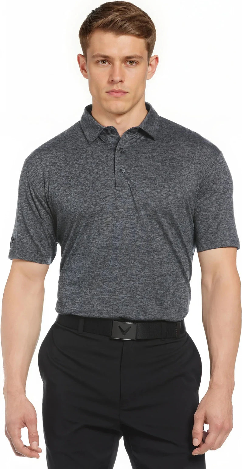 Callaway Golf Cgm799 Heather Knit Short Sleeve Polo - Black - Adult s