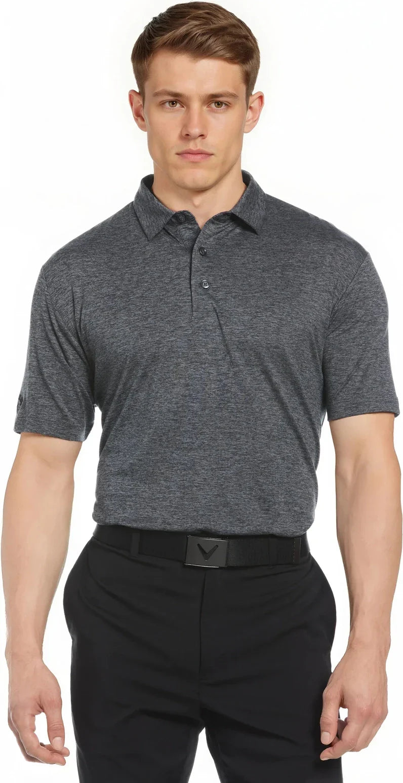Callaway Golf Cgm799 Heather Knit Short Sleeve Polo - Black