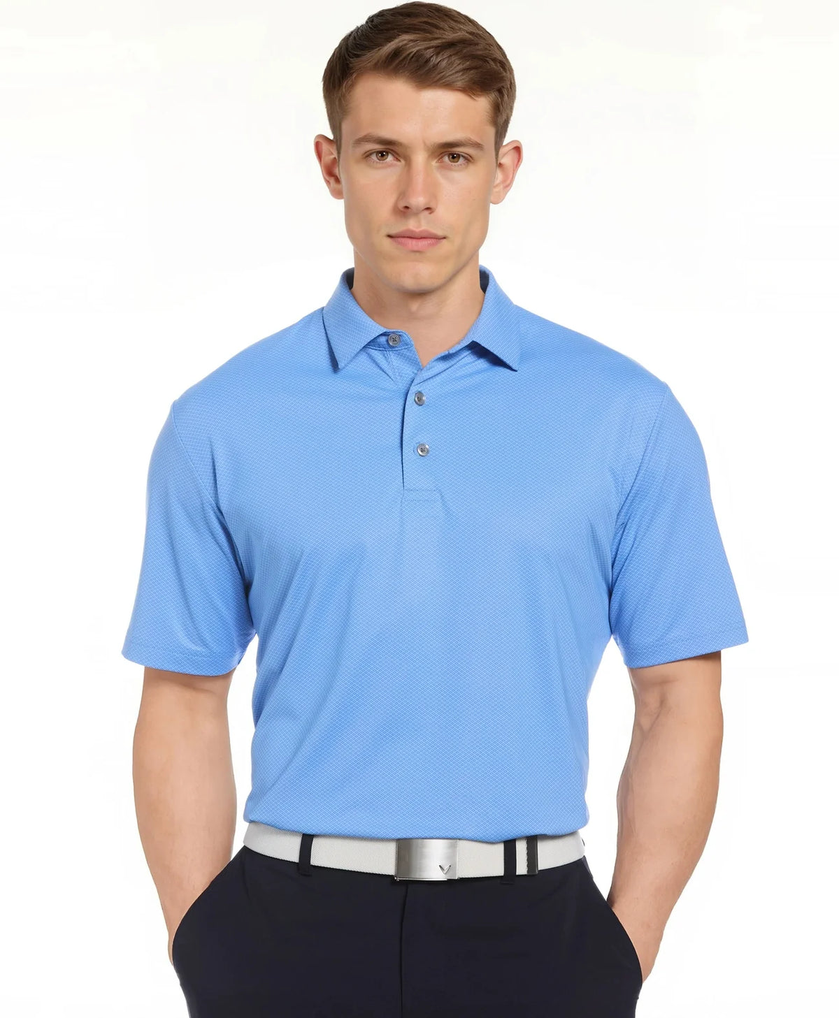 Callaway Golf Cgm800 Mini Geometric Printed Short Sleeve Polo - Vista Blue - Adult s