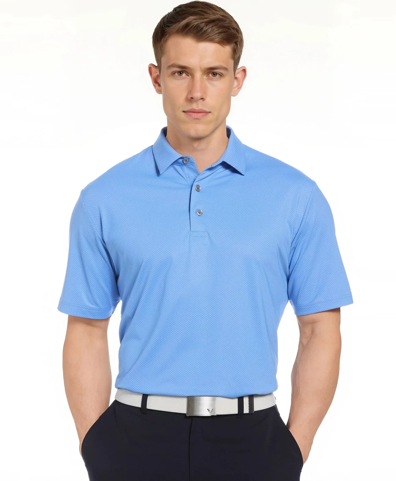 Callaway Golf Cgm800 Mini Geometric Printed Short Sleeve Polo - Vista Blue - Adult s