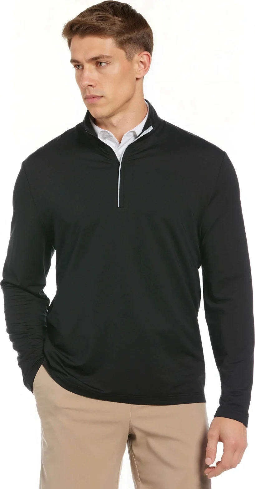 Callaway Golf Cgm803 Quarter Zip Baby French Terry Long Sleeve Jacket - Black - Adult s
