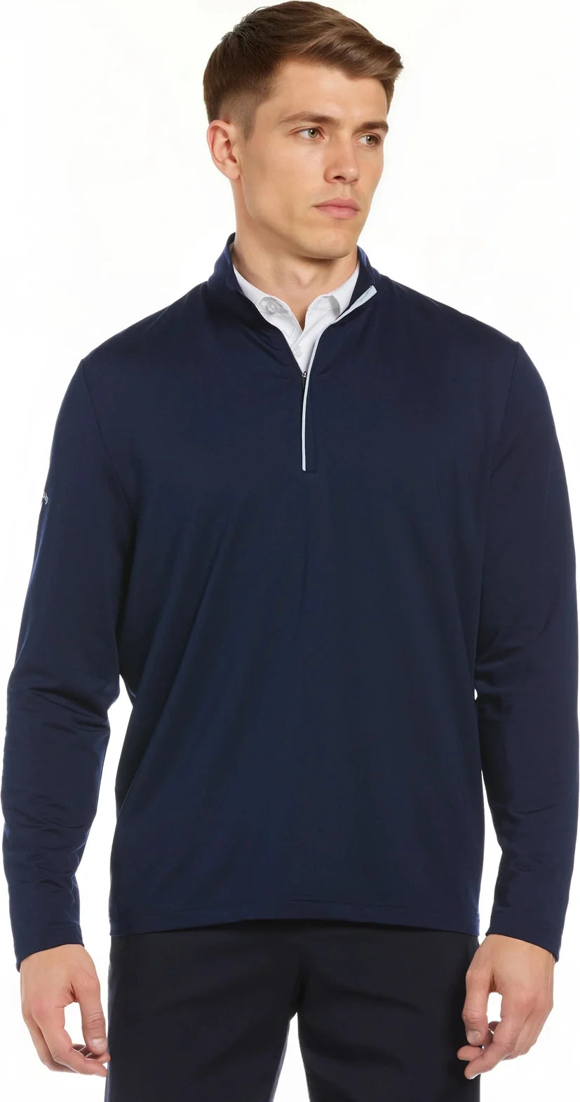 Callaway Golf Cgm803 Quarter Zip Baby French Terry Long Sleeve Jacket - Peacoat - Adult s