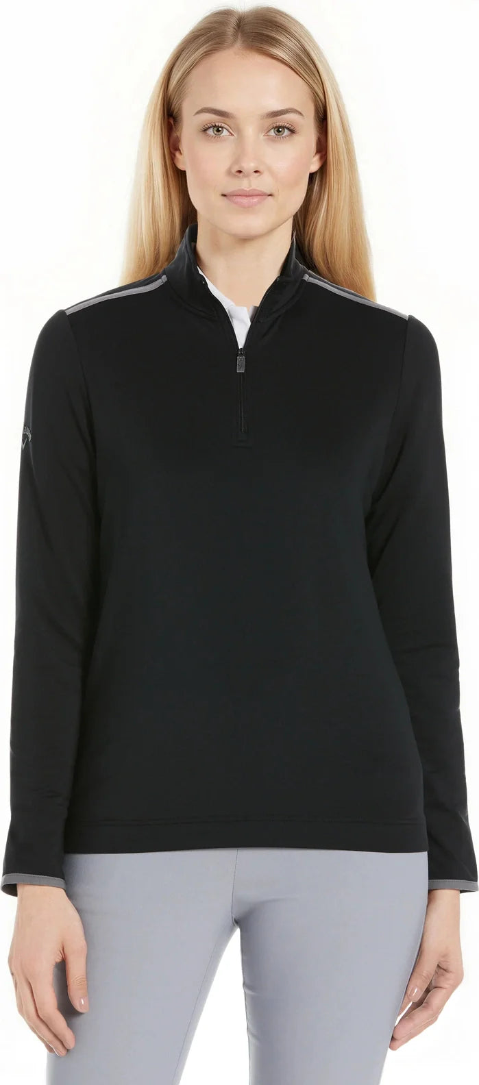 Callaway Golf Cgw509 Long Sleeve Opti-shield 1/4-zip Mock Pullover - Black - Ladies s