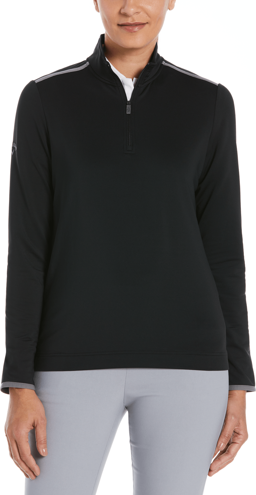 Callaway Golf Cgw509 Long Sleeve Opti-shield 1/4-zip Mock Pullover - Black