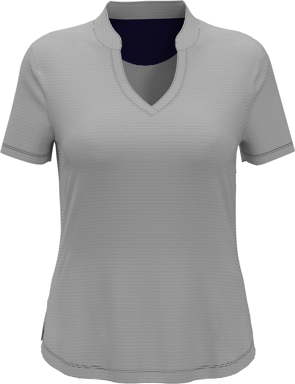 Callaway Golf Cgw703 Short Sleeve Mock Neck Fine Line Stripe Polo - Peacoat White