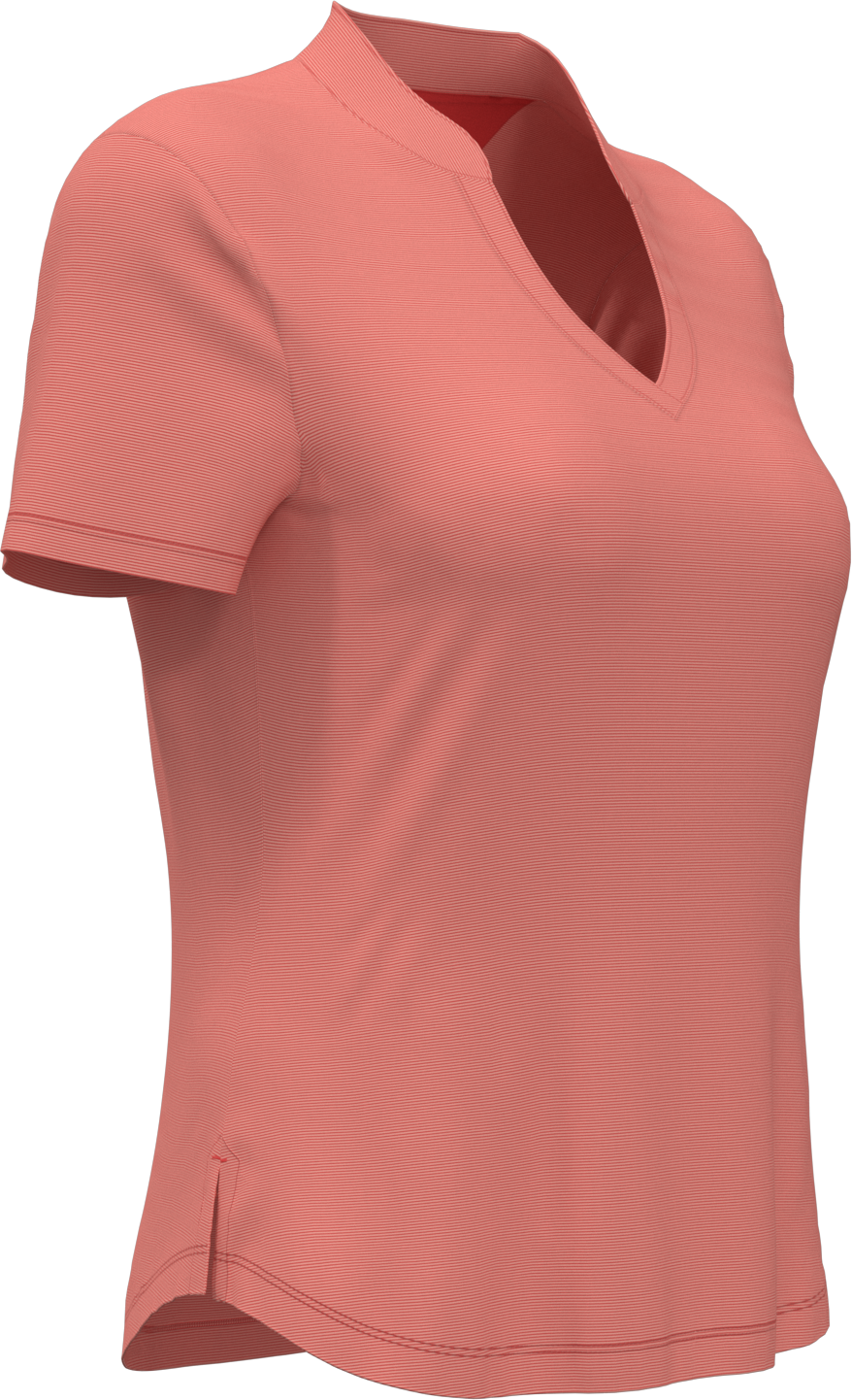 Callaway Golf Cgw703 Short Sleeve Mock Neck Fine Line Stripe Polo - Cayenne Apricot Blush