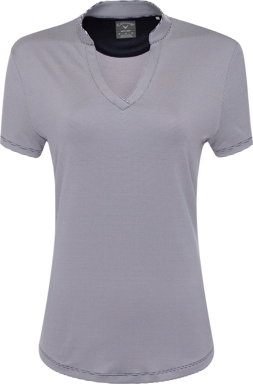Callaway Golf Cgw703 Short Sleeve Mock Neck Fine Line Stripe Polo - Peacoat White