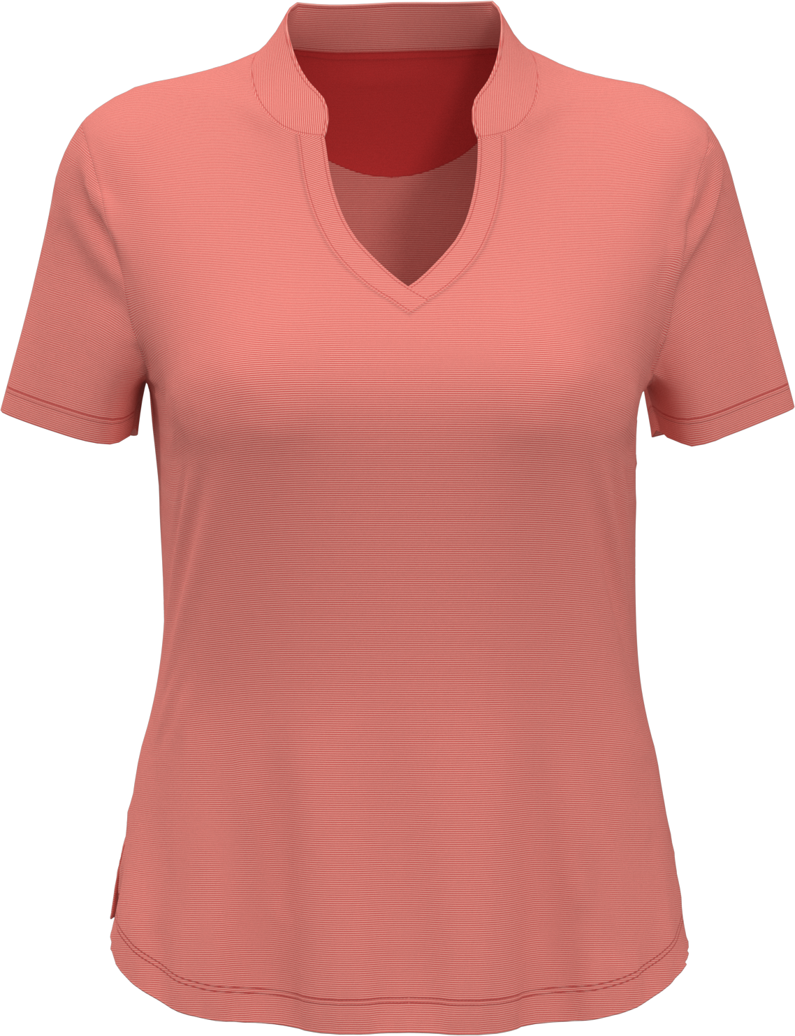 Callaway Golf Cgw703 Short Sleeve Mock Neck Fine Line Stripe Polo - Cayenne Apricot Blush