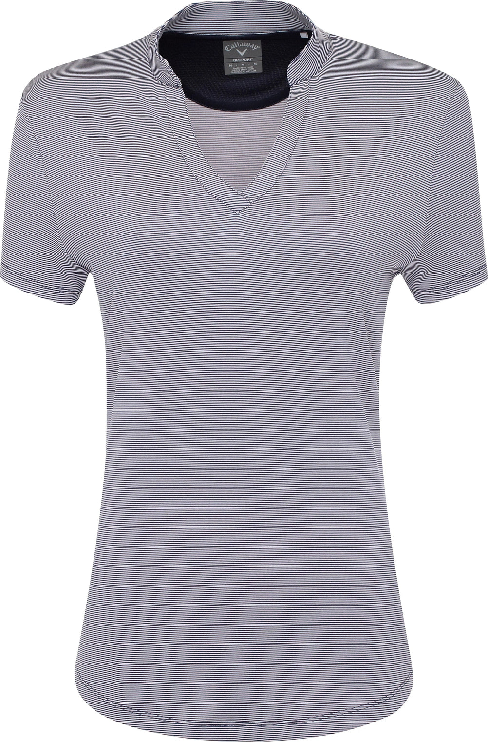 Callaway Golf Cgw703 Short Sleeve Mock Neck Fine Line Stripe Polo - Peacoat White