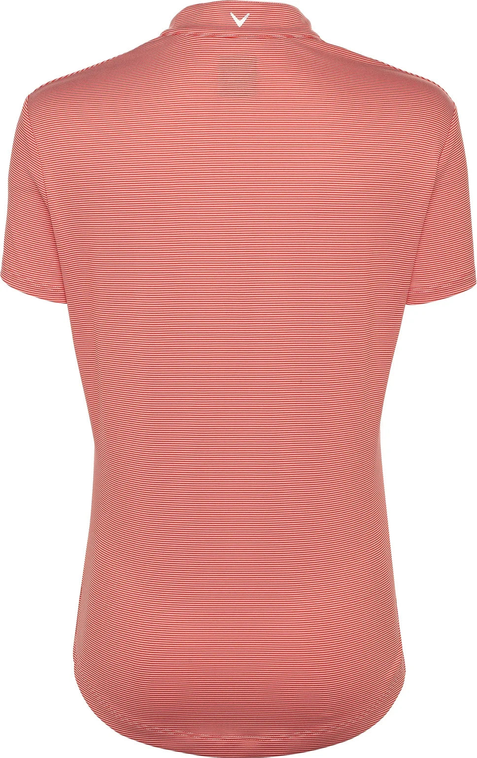 Callaway Golf Cgw703 Short Sleeve Mock Neck Fine Line Stripe Polo - Cayenne Apricot Blush