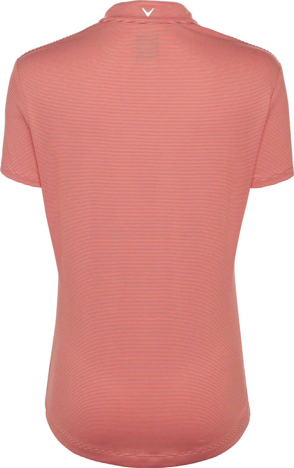 Callaway Golf Cgw703 Short Sleeve Mock Neck Fine Line Stripe Polo - Cayenne Apricot Blush