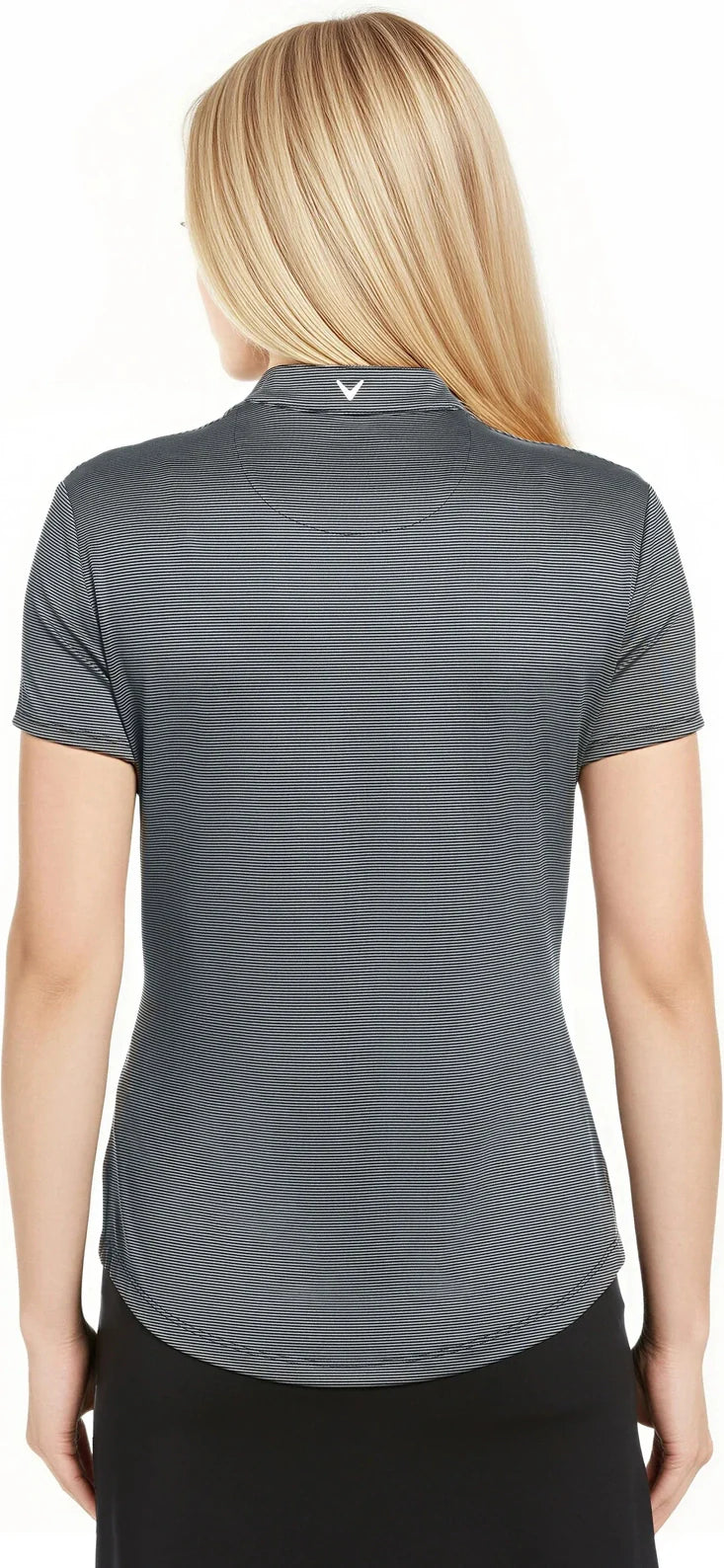 Callaway Golf Cgw703 Short Sleeve Mock Neck Fine Line Stripe Polo - Black - Ladies s