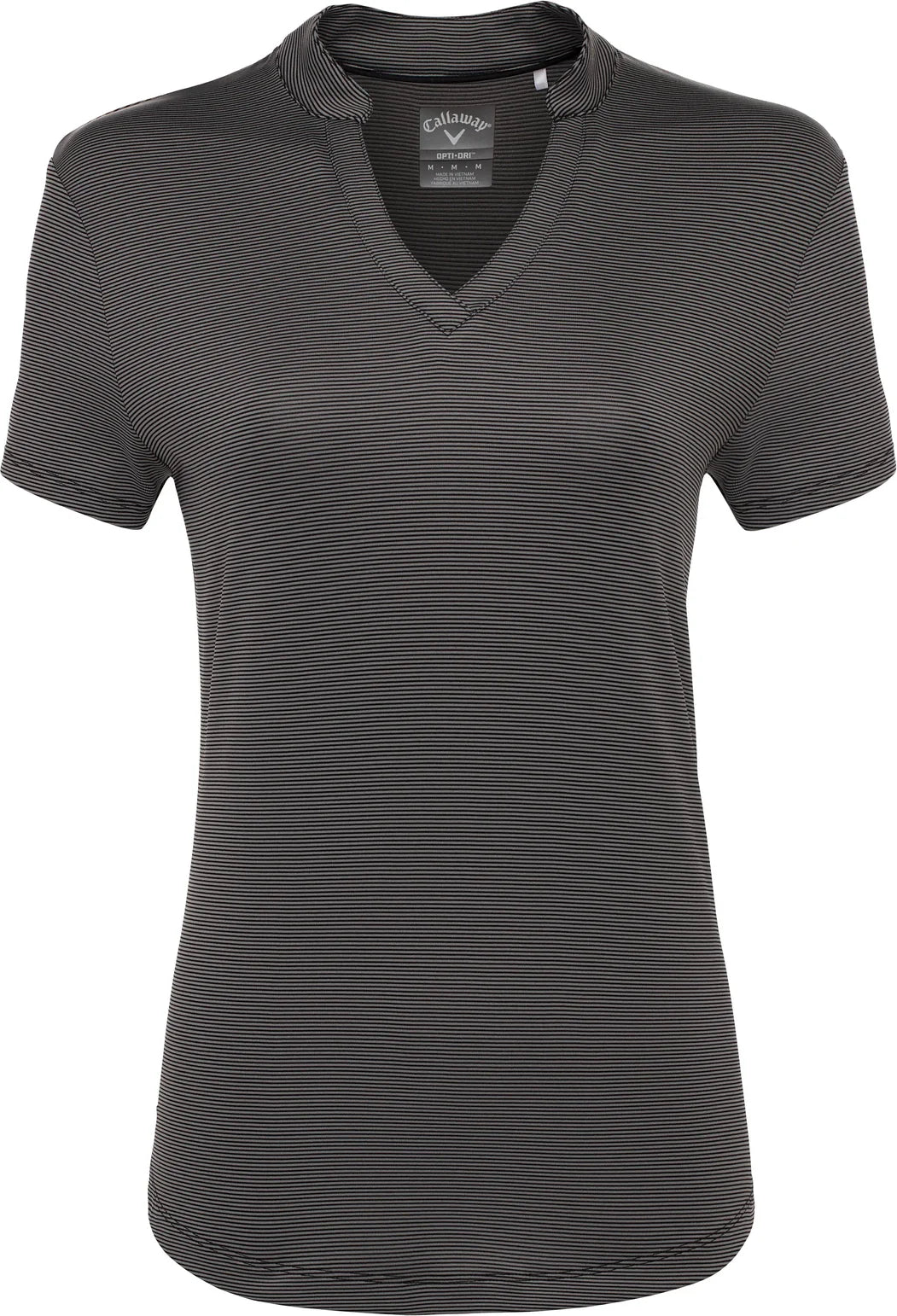Callaway Golf Cgw703 Short Sleeve Mock Neck Fine Line Stripe Polo - Black