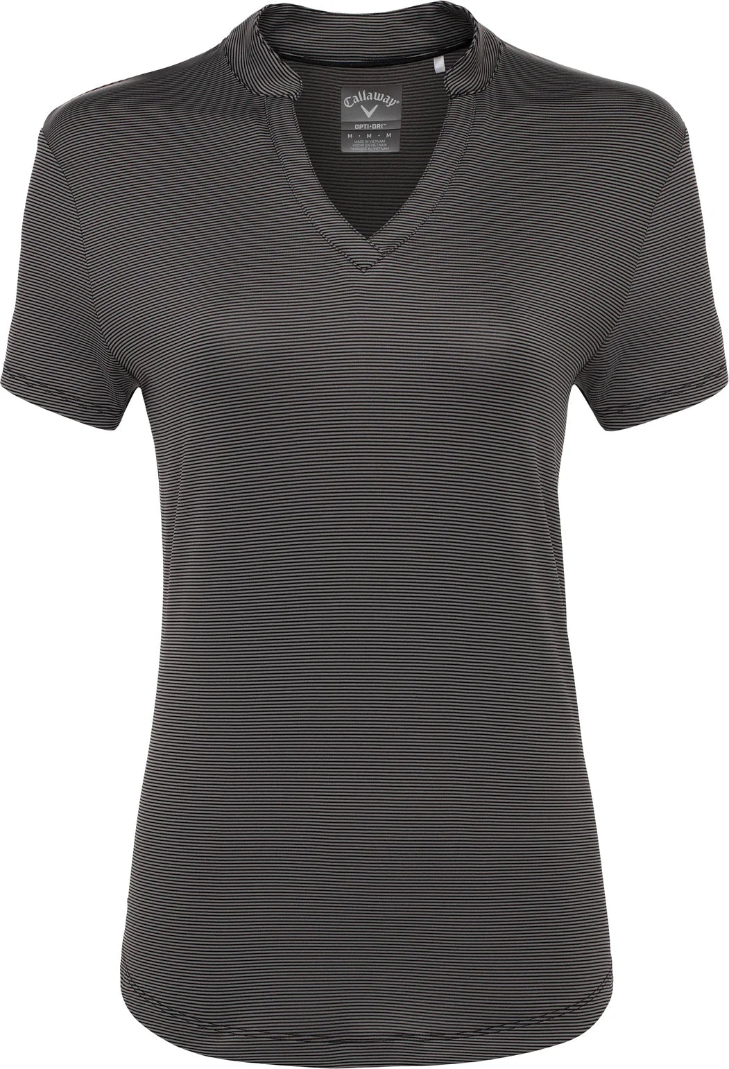 Callaway Golf Cgw703 Short Sleeve Mock Neck Fine Line Stripe Polo - Black
