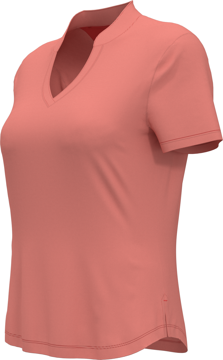 Callaway Golf Cgw703 Short Sleeve Mock Neck Fine Line Stripe Polo - Cayenne Apricot Blush