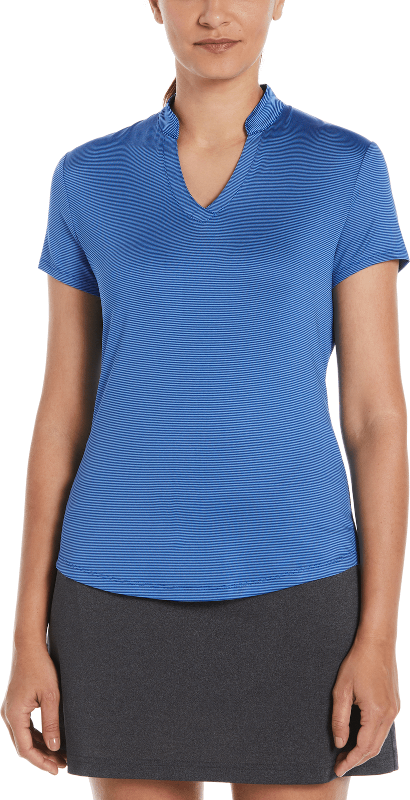 Callaway Golf Cgw703 Short Sleeve Mock Neck Fine Line Stripe Polo - Surf the Web