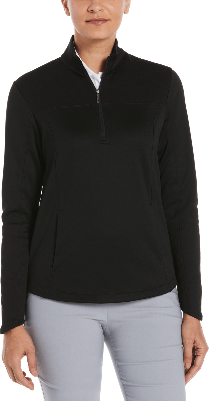Callaway Golf Cgw704 Long Sleeve Ottoman Fleece Pullover Jacket - Black