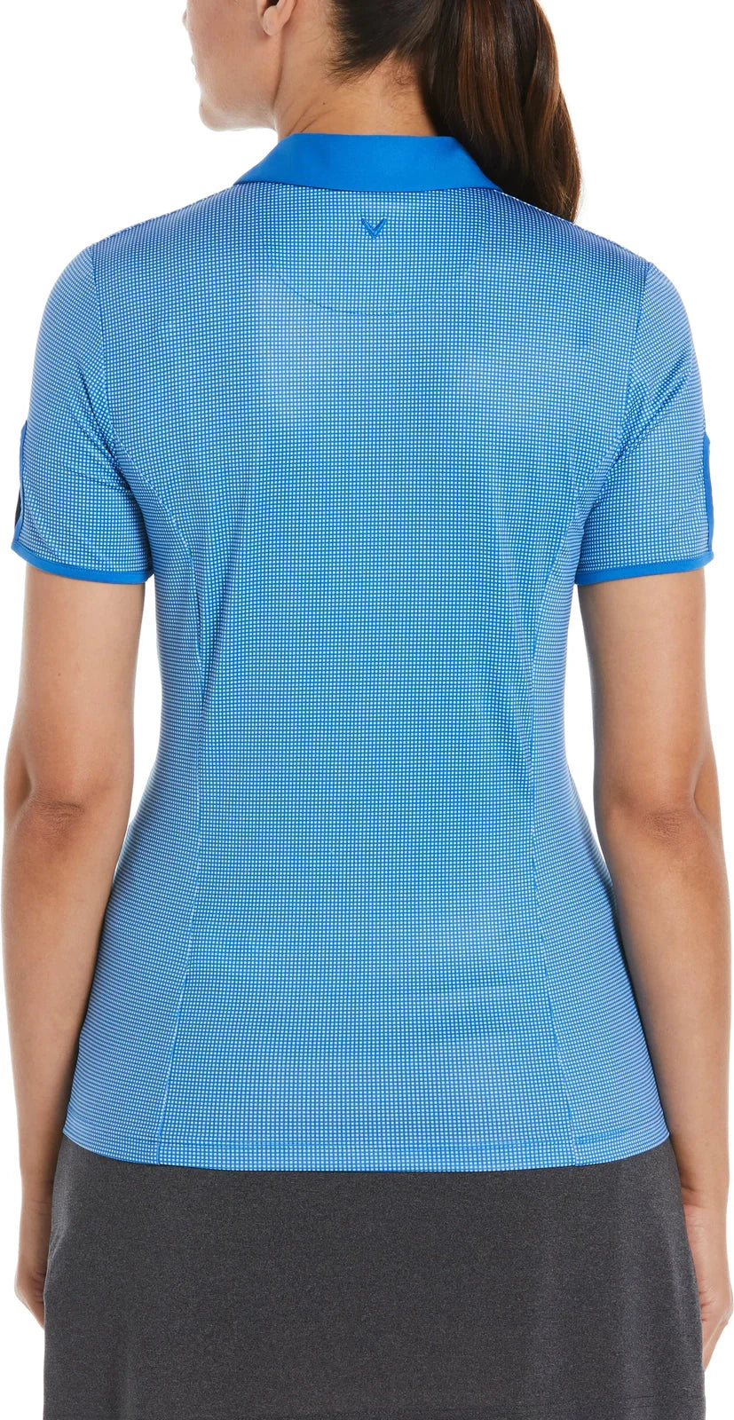 Callaway Golf Cgw747 Gingham Short Sleeve Polo Shirt - Magnetic Blue - Ladies s