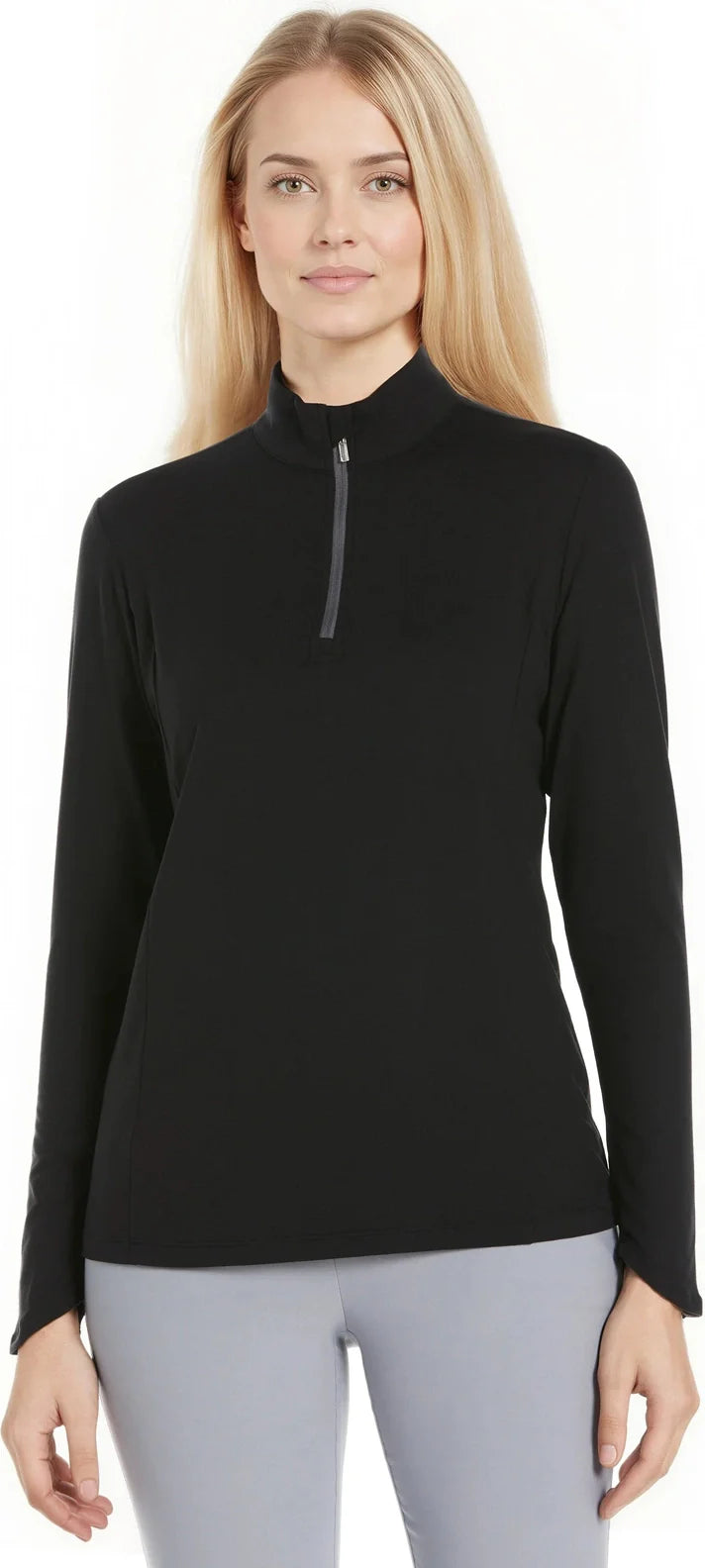 Callaway Golf Cgw748 Solid Knit Long Sleeve 1/4 Zip Shirt - Black - Ladies s