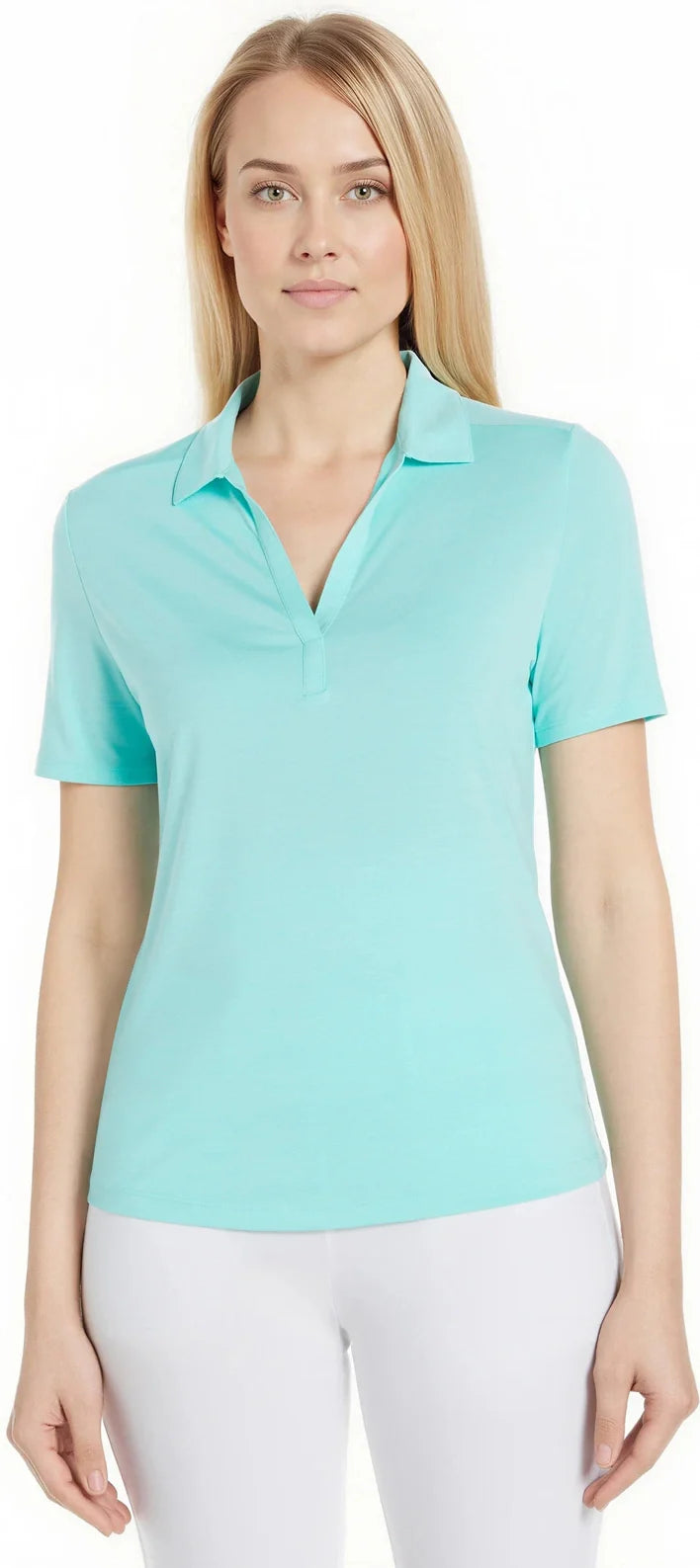 Callaway Golf Cgw751 Short Sleeve Ladies Broken Stripe Polo - Aruba Blue - s
