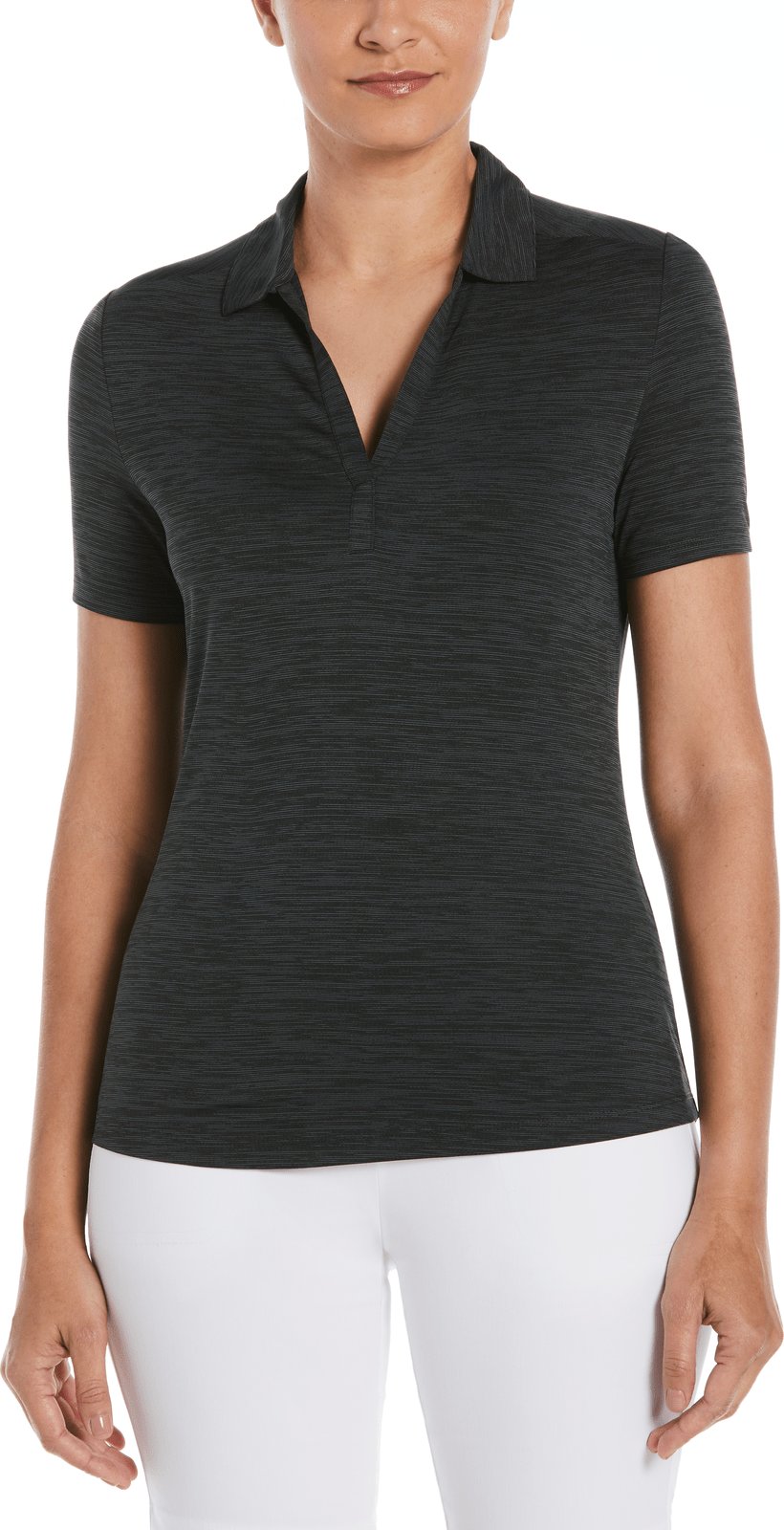 Callaway Golf Cgw751 Short Sleeve Ladies Broken Stripe Polo - Black