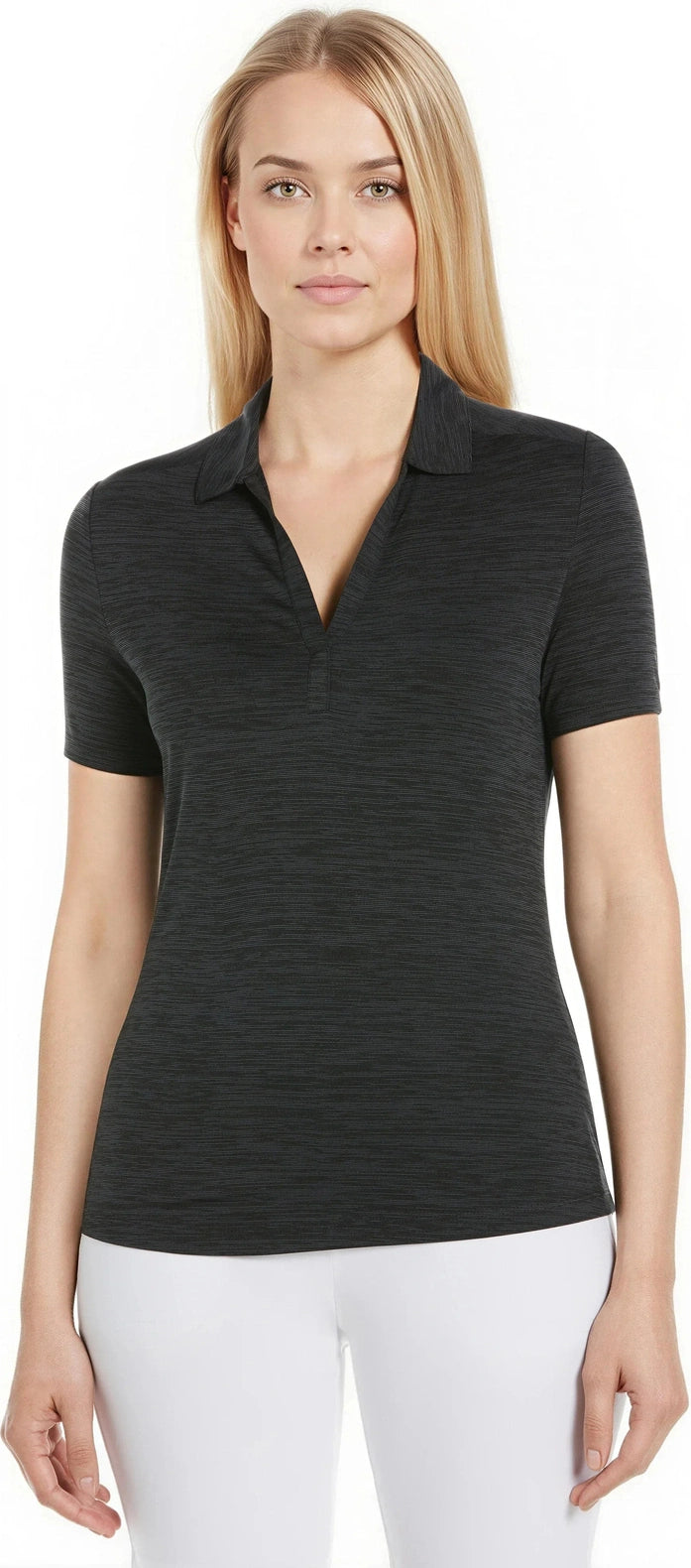 Callaway Golf Cgw751 Short Sleeve Ladies Broken Stripe Polo - Black - s