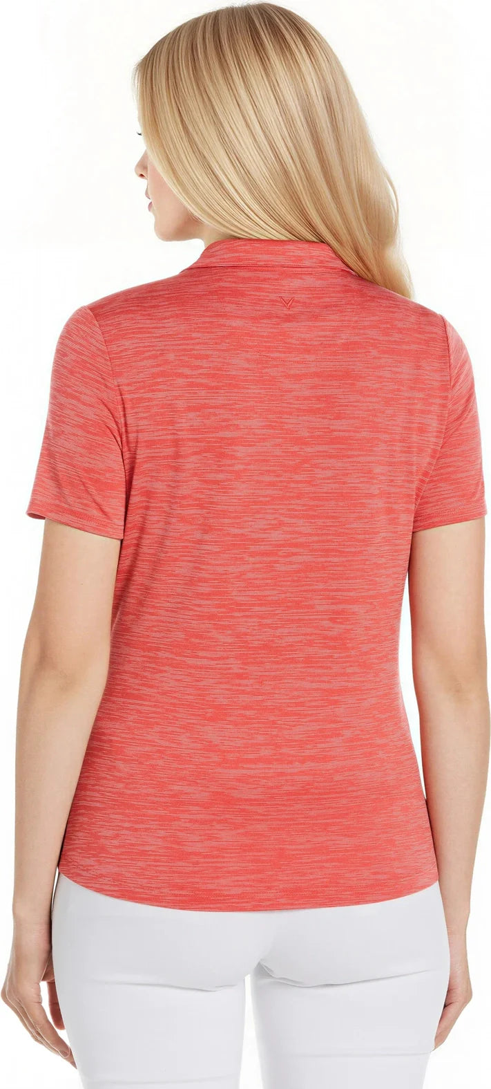 Callaway Golf Cgw751 Short Sleeve Ladies Broken Stripe Polo - Cayenne