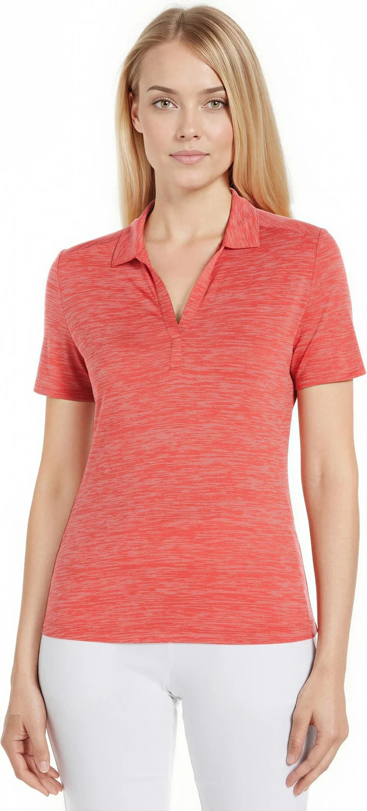 Callaway Golf Cgw751 Short Sleeve Ladies Broken Stripe Polo - Cayenne - s