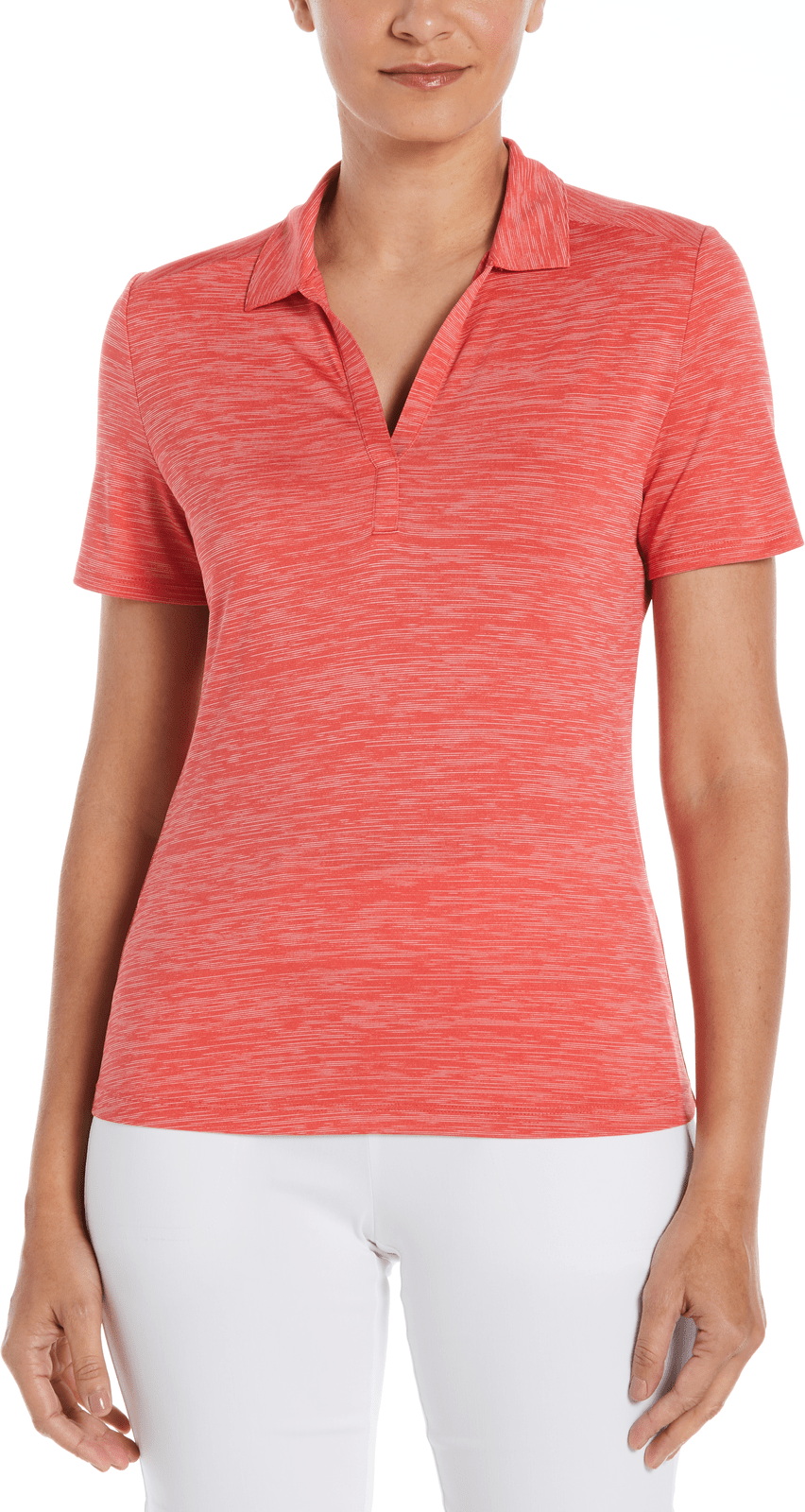 Callaway Golf Cgw751 Short Sleeve Ladies Broken Stripe Polo - Cayenne