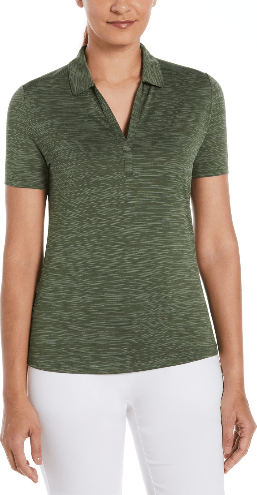 Callaway Golf Cgw751 Short Sleeve Ladies Broken Stripe Polo - Hedge Green
