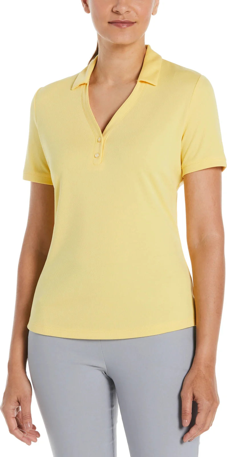 Callaway Golf Cgw780 Short Sleeve Women’s Micro Texture Polo - Banana Cream - Ladies s