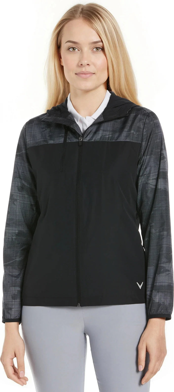 Callaway Golf Cgw787 Long Sleeve Women’s Packable Wind Jacket - Caviar - Ladies s