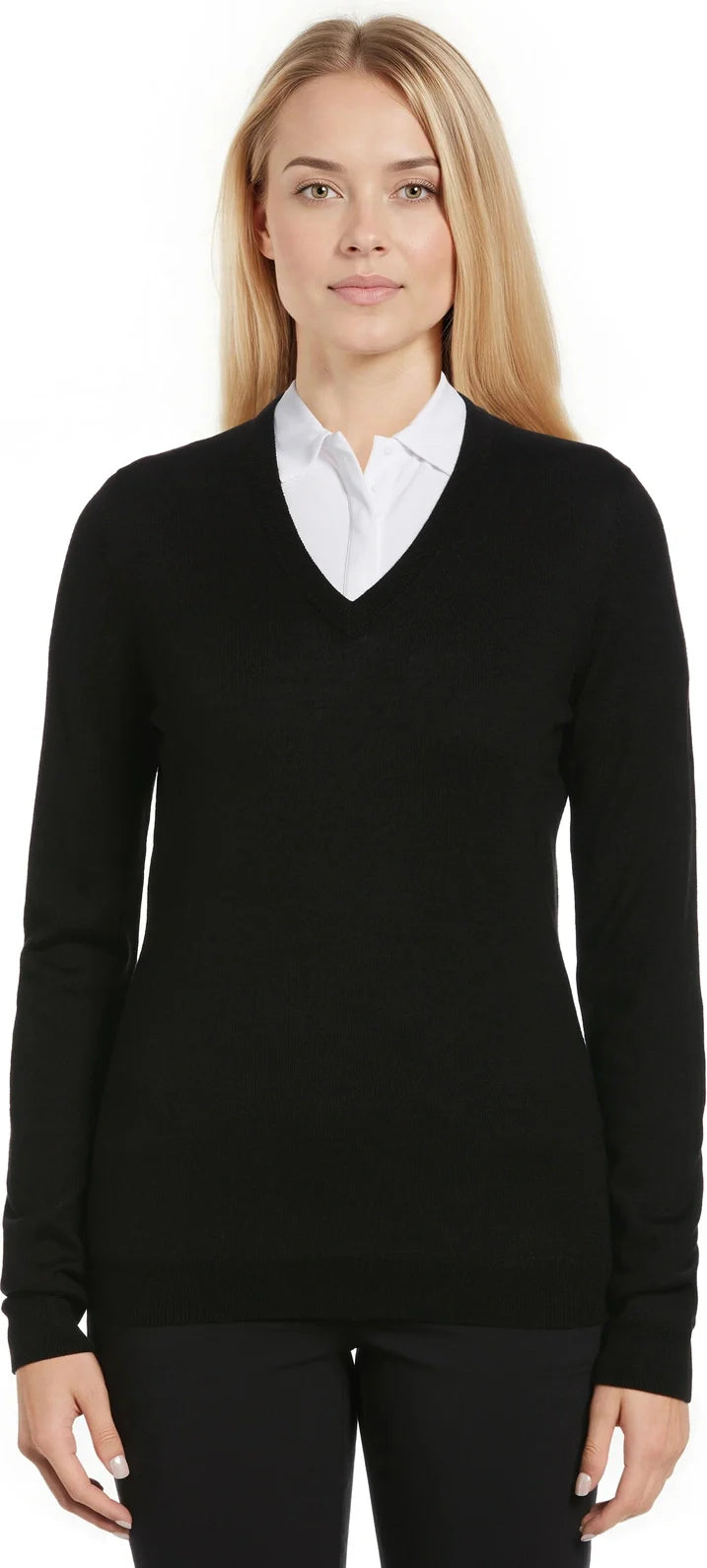 Callaway Golf Cgw789 Women’s Long Sleeve V-neck Sweater - Black Ink - Ladies s