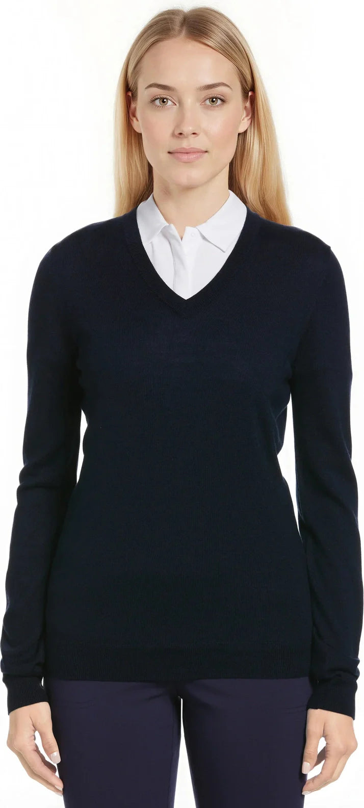 Callaway Golf Cgw789 Women’s Long Sleeve V-neck Sweater - Navy Blue - Ladies s