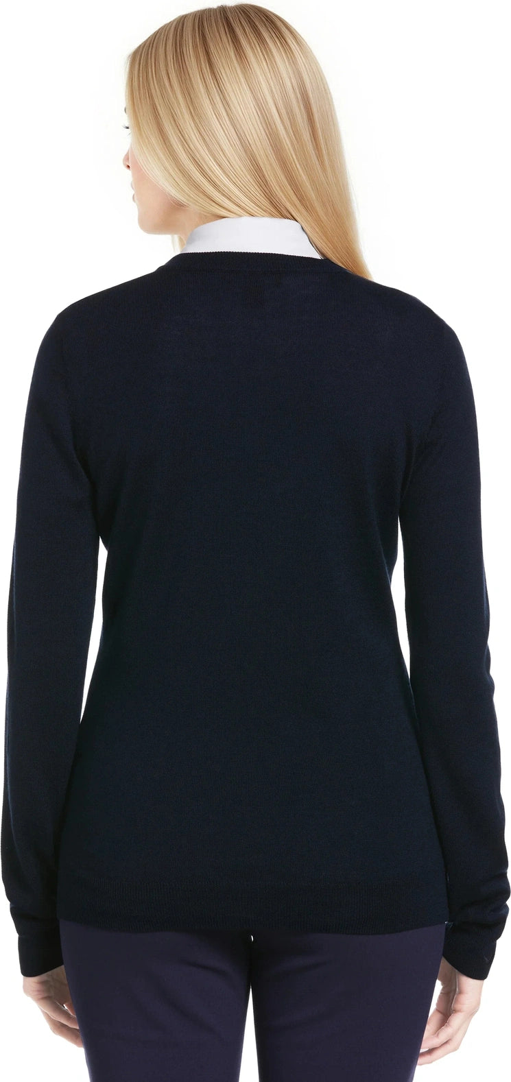 Callaway Golf Cgw789 Women’s Long Sleeve V-neck Sweater - Navy Blue